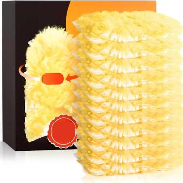 Imagem de Pacote com 10 refis de espanador resistente – Espanadores descartáveis multisuperfícies multidirecionais grandes com 4 microfibras para casa, persianas, ventiladores e cantos (alça não incluída, sem