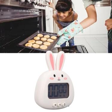 Imagem de Cronômetro digital de desenho animado fofo com lembrete preciso para cozinha, cozinha, fitness (coelho branco)