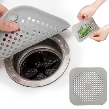 Imagem de Filtro de ralo de pia antientupimento protetor de ralo de malha de aço inoxidável para cozinha e banheiro apanhador de cabelo cinza