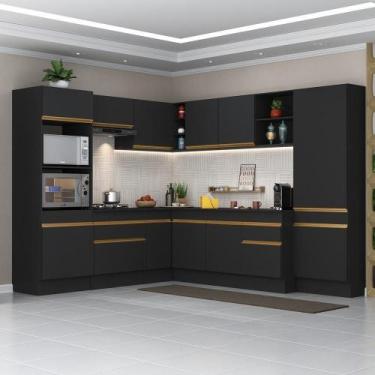 Imagem de Cozinha Completa De Canto Mp2082 Com Armário E Balcão Preta - MULTIMOV