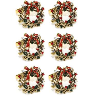 Imagem de Guirlanda de Natal Anéis de guardanapo, 6 PCS com tema de Natal Fivelas de guardanapo para Natal Festa de casamento Decoração de mesa de jantar " (Estilo A)