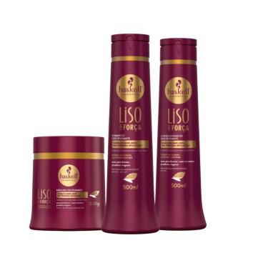 Imagem de Kit Shampoo Condicionador E Máscara Disciplinante Liso Com Força Haskell 500ml