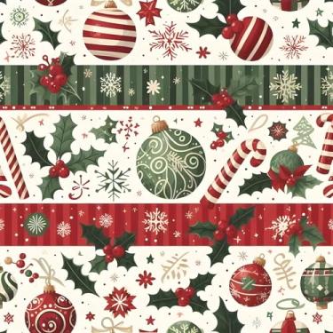 Imagem de Kitico Rolo de papel de parede de Natal – Papel de parede decorativo autoadesivo e papel de embrulho de Natal 45 x 301 cm