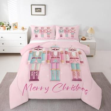 Imagem de Feelyou Conjunto de edredom vintage de Papai Noel, solteiro, decoração de Natal, edredom para crianças, meninos, meninas, decoração de quarto de inverno, microfibra, 2 peças com 1 fronha