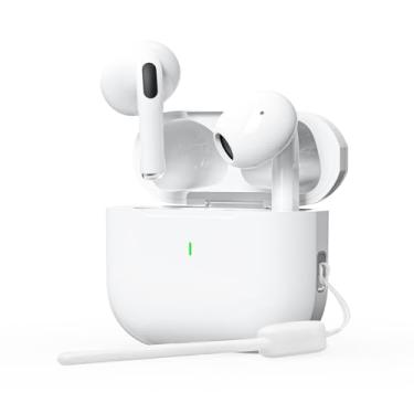 Imagem de Fone de Ouvido Bluetooth Sem Fio 5.3, Bateria 24H, Modo de Fone Ouvido único e Dois Compatível iOS Android, 360 Estéreo Graves Potentes, Chipset de Redução para Músicas, Chamadas e Games, Branco