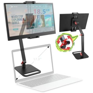 Imagem de Suporte de monitor portátil ajustável para tela de 6 a 18,5 polegadas, versão atualizada, base de exibição expansível, suporte universal de alumínio portátil para tablet de 12,9 polegadas