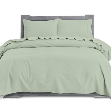 Imagem de Elegant Comfort Jogo de lençol macio de flanela 100% algodão turco de 4 peças - qualidade premium, lençol com elástico alto, lençol de flanela quente ultramacio e aconchegante - completo, verde menta