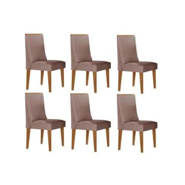 Imagem de Cadeira Sala de Jantar Dakota Kit 6 Un Naturale/Linho Capuccino - Rufa