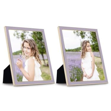 Imagem de Sheffield Home Porta-retrato de mesa – Moldura decorativa esmaltada de ferro para casa ou escritório, 12 x 18 cm, roxo