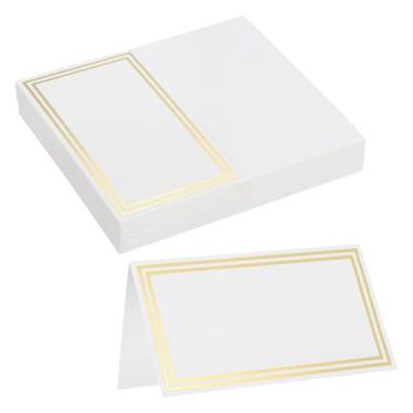 Imagem de 16 placas de mesa reservadas, cartões de lugar com borda dourada dupla para mesa em restaurante, recepção de casamento, reunião de negócios, festa de Natal