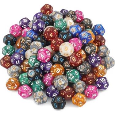 Imagem de CiaraQ DND de dados poliédrico (100 unidades) com saco de dados D12 de
