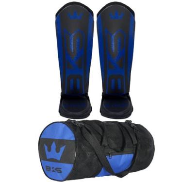 Imagem de Caneleira Muay Thai Kickboxing Protetor De Canela Bolsa - BKS, Azul, I