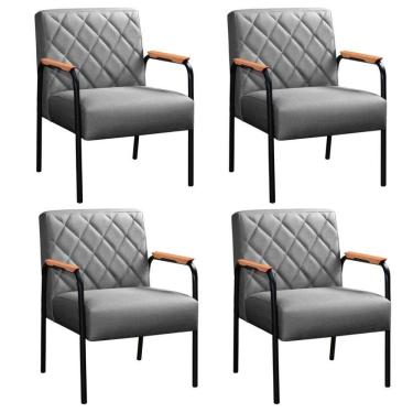 Imagem de Kit 4 Cadeiras Ludmilla Modernas Decorativa Confortáveis - Linho Cinza 320