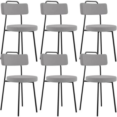 Imagem de Kit 06 Cadeiras Decorativas Estofada Para Sala De Jantar Barcelona L02 Suede Cinza - Lyam Decor