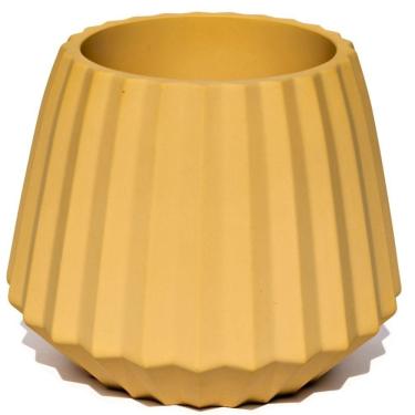 Imagem de Vaso Decorativo Diamante Artesanal 10,5x13cm Em Cimento Amarelo