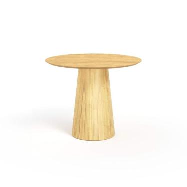 Imagem de Mesa De Jantar Redonda 100cm Scandi 4 Lugares Lamina Natural De Madeira Damasco