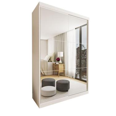 Imagem de Guarda Roupa 2 Portas De Correr Com Espelho 2 Gavetas Lila Minastex Branco