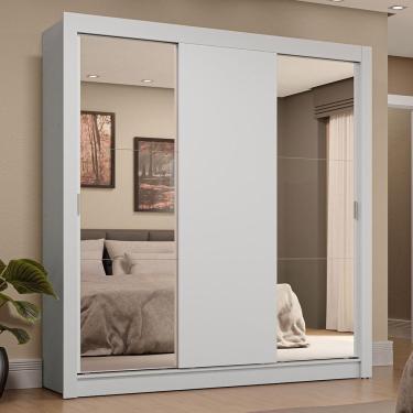 Imagem de Guarda-roupa Casal 3 Portas Correr Espelhos 4 Gavetas Branco