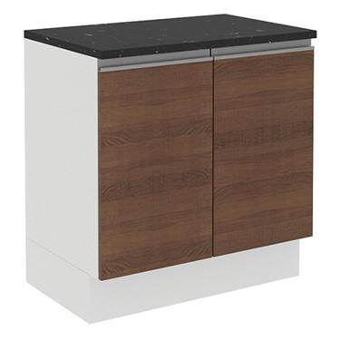 Imagem de Balcão Acordes Glamy MDF 80 cm 2 Portas Branco/Rustic Madesa