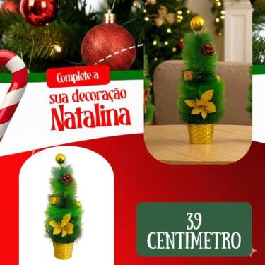 Imagem de Mini Arvore Natal Pinheiro Decorada Laços Bico Papagaio 39cm Enfeite N