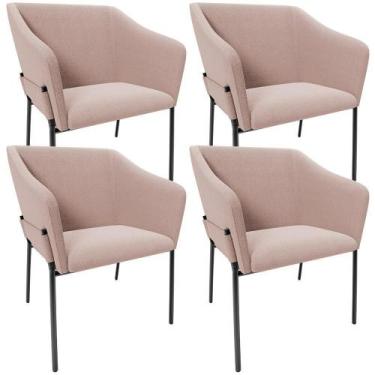 Imagem de Kit 4 Cadeiras Para Sala De Jantar Estar Living Olívia L02 Bouclê Rosê