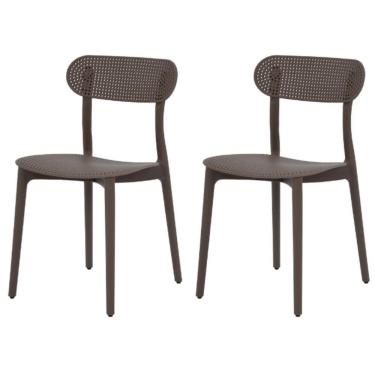 Imagem de Kit 2 Cadeiras Área Externa Verte Rivatti Fibra Natural Sustentável Polipropileno Café Proteção Uv