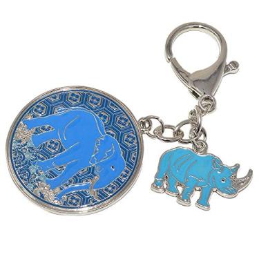 Imagem de Amuleto anti-roubo Feng Shui com rinoceronte azul e elefante W4138