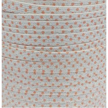 Imagem de 50 metros Elástico Lurex Especial 7mm Poá Branco Laranja 3694 050 enca