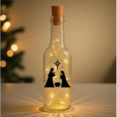 Imagem de Garrafa de Vidro Long Neck com Rolha LED - Sagrada Família - 1 unidade