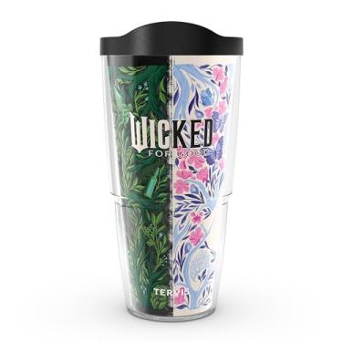 Imagem de Tervis Wicked: For Good - O copo de viagem com isolamento térmico de parede dupla com folhagem feita nos EUA mantém as bebidas frias e quentes,