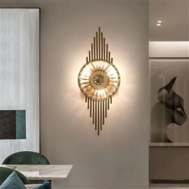 Imagem de Luminária de parede moderna e luxuosa em cristal com LED, ideal para sala de estar, quarto, cabeceira, casa de campo, hotel, escritório, escada e corredor (Estilo 7 A D25H60CM)