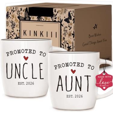 Imagem de Conjunto de canecas de café Promoted to Aunt & Uncle 2026, presente de anúncio de gravidez para novos tios e tios, ideias de presente de revelação de bebê, presentes de tios pela primeira vez, copo