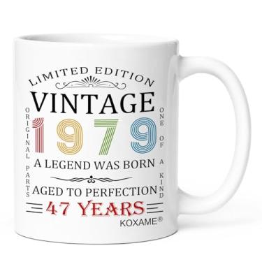 Imagem de KOXAME Presentes de aniversário de 1978 para mulheres, caneca de café vintage 1978 325 ml, ideias de presente para mulheres de 47 anos, 47 presentes para homem, pai, marido, esposa, avó, mãe, amigos