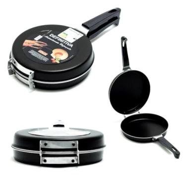 Imagem de Omeleteira Dupla Antiaderente Jolly 18 cm em Alumínio – Teflon para Omelete, Panqueca e Ovo, Cabo com Isolamento Térmico