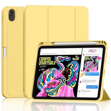 Imagem de Capa para iPad (A16) 11ª geração 27.9 cm 2025, DJ&RPPQ com suporte para lápis [despertar/hibernar automaticamente] Capa fina dobrável com capa traseira de TPU macio - amarela