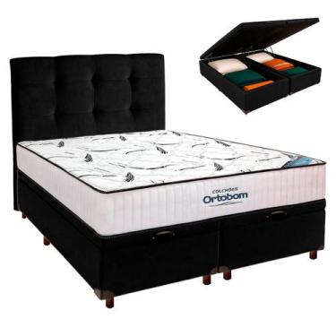 Imagem de Bau Blindado Preto+Colchão Queen High Foam Ortobom+Cabeceira