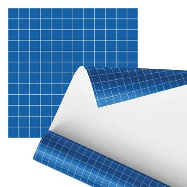 Imagem de Papel De Parede Adesivo Azulejo Pastilha Azul Cozinha 2,80M - Plimshop