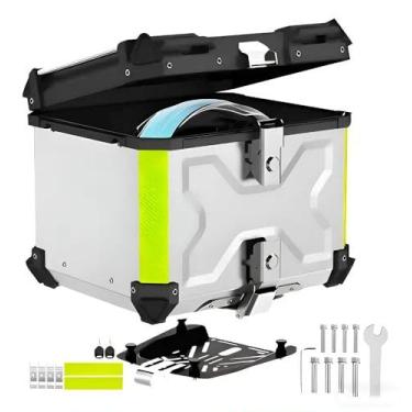 Imagem de Bau moto de Alumínio de Alta Resistência - Baú Traseiro Universal 45 Litros com Alta Dureza, Impermeável e Antifurto, Capacidade para 2 Capacetes
