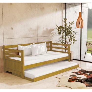 Imagem de Sofá Cama Solteiro Em Madeira Com 2 Colchões Enjoy Rústico - Imbuia