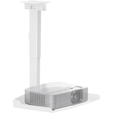 Imagem de WALI Bandeja de montagem no teto do projetor, suporte de parede para projetor suporta até 10 kg, suporte universal de projetor ajustável em altura 57,8-76,8 cm, instalação sem orifícios, roteamento de