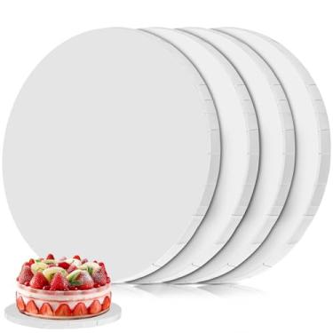 Imagem de WSSROGY 2 peças de tábuas de bolo redondas de 30,5 cm com bordas lisas, base de papelão branco de grau alimentício de 1/2 polegada de espessura para decoração de bolos (4)