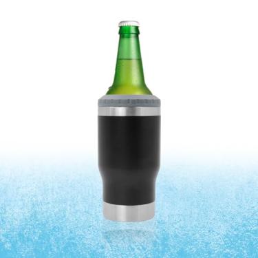 Imagem de Copo Térmico 4 em 1 Porta Lata e Long Neck 420ml com Tampa – Aço Inoxidável, Isolamento a Vácuo, Mantém Bebidas Geladas e Quentes, Compatível com Lata Fina, Padrão e Garrafa (Verde Escuro)