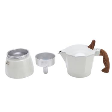 Imagem de Hztyyier Pote Mocha, Cafeteira Com Fogão de Liga de Alumínio Com Design de Válvula Dupla, 80ml para Camping e Viagens (Branco)