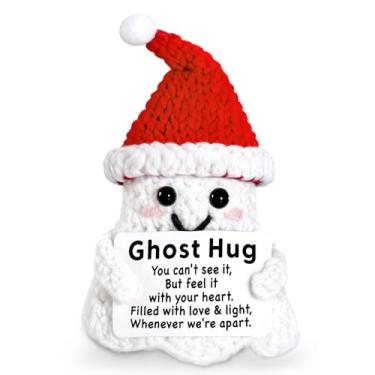 Imagem de Christmas Ghost Positive Crochet - Funny Ghost Handmade Positive Crochet Doll with Encouragement Card, Stocking Stuffer for him her Daughter Son, Santa Exchange Gift White Elephant for Women Men