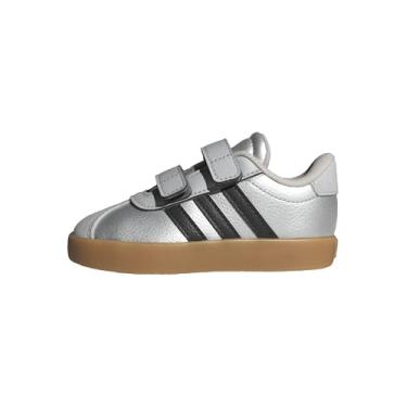 Imagem de adidas Tênis infantil unissex Vl Court 3.0, Prata metálico/preto/cinza sólido, 15