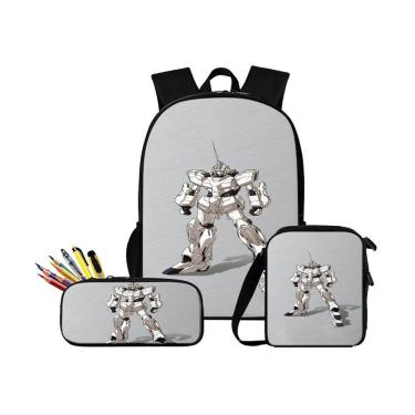 Imagem de Conjunto de mochilas Gundams School Kids, 3 peças com bolsa de lápis e bolsa mensageiro