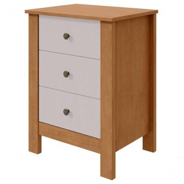 Imagem de Mesa De Cabeceira 3 Gavetas Maggiore Amendoa Clean Off White.