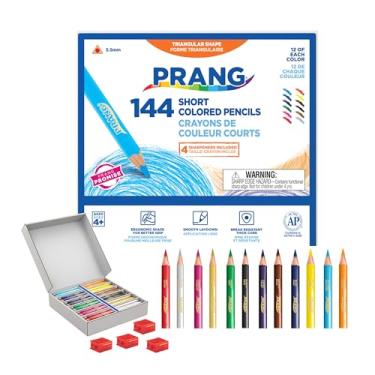 Imagem de Prang Lápis de cor triangulares curtos e fáceis de segurar, 12 cores, 144 unidades