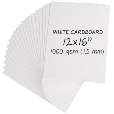 Imagem de Folhas de papelão resistentes 30,5 x 40,6 cm - 1000 g/m2 (1,5 mm de espessura) - 20 folhas de papelão para encadernação, quadros de livros, suporte e artesanato - Alternativa resistente para folhas de