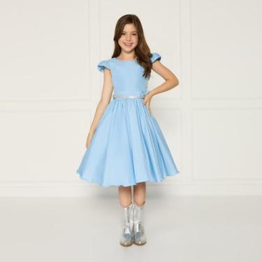 Imagem de Vestido Infantil Casual Azul Princesa Festa Aniversário Luxo - JL Kids